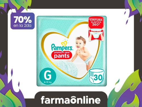 PAMPERS - Pañales premium care max pants talle g (30 unidades)