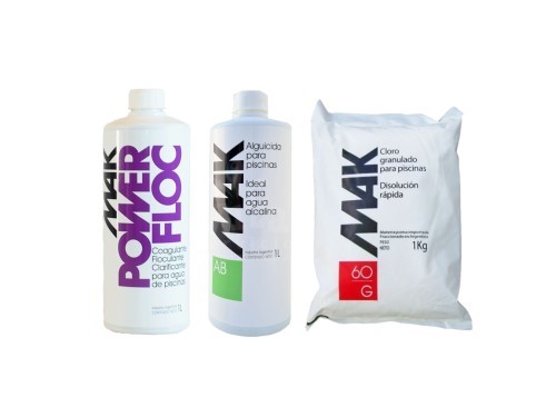 Kit MAK alguicida, clarificante y cloro granulado 60% disoluc. rápida
