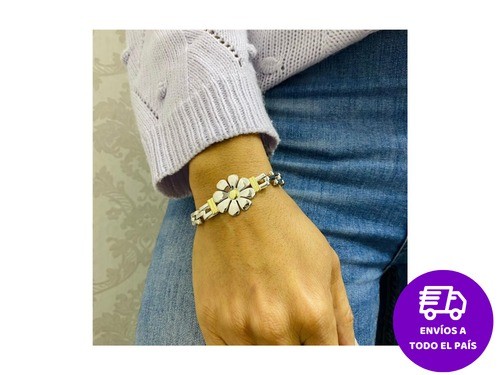 Pulsera Panter Flor Grande Plata 925 Oro