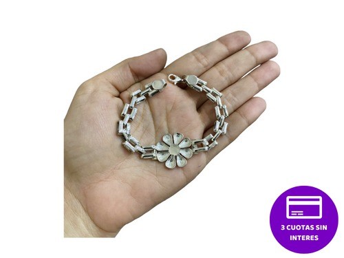 Pulsera Panter Flor Grande Plata 925 Oro