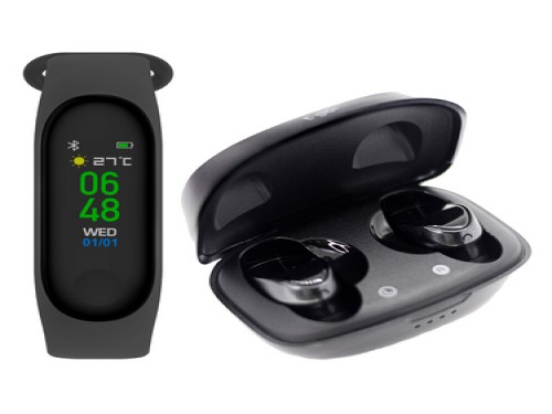 Combo T-GO Pulsera Reloj Smart band +Auriculares Bluetooth Deportivos