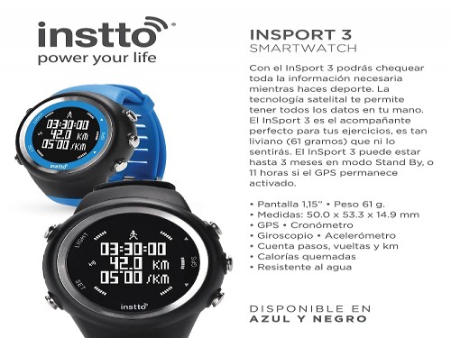 Reloj Smart inSport3 GPS Sport Azul - Instto