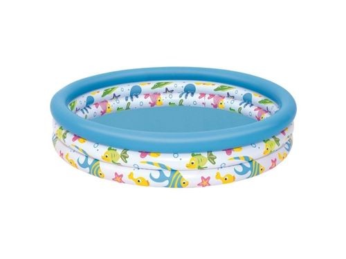 Pileta Inflable Bebes Niños 3 Anillos - Fondo Del Mar 122 Cm