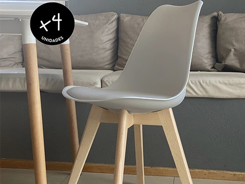 SET DE 4 SILLAS DE DISEÑO TULIP GRISES