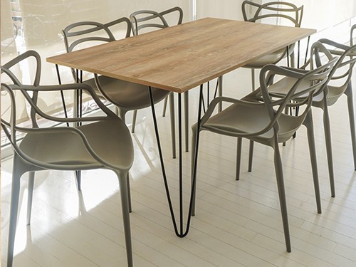 SET MESA VENECIA 140X80 + 6 SILLAS DE DISEÑO ALLEGRA COLOR GRIS