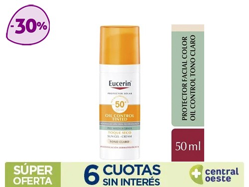Protector Solar Eucerin Oil Control Sun Face Tono Claro Fps 50 x50ml