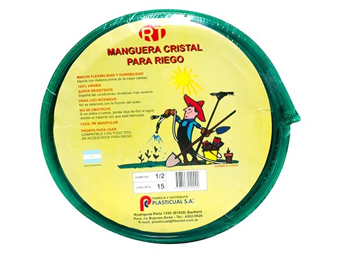 Manguera Riego Cristal 1/2"Reforzada 15m
