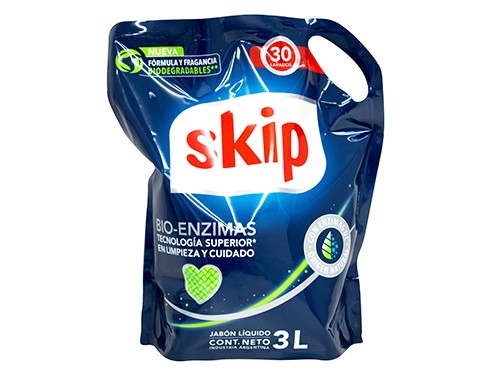 Jabón Líquido Skip bio enzimas doypack 3L - Compra Mínima 3 unidades