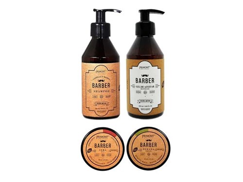 Primont Barber Kit Completo Shampoo Gel Cera Barbería Pelo