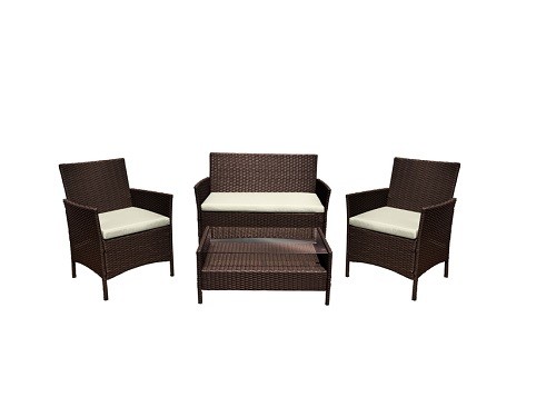 JUEGO DE JARDÍN/PATIO EN RATTAN MARRON OSCURO