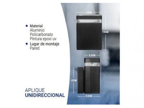 Aplique Pared Unidireccional Led Exterior Aluminio Gu10 + dicro led