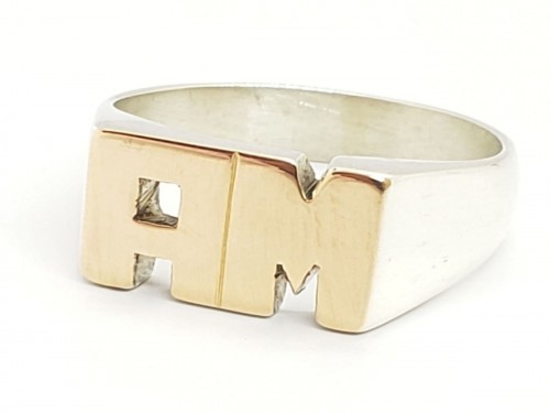 Anillo Con Iniciales Plata 925 - Oro 18k