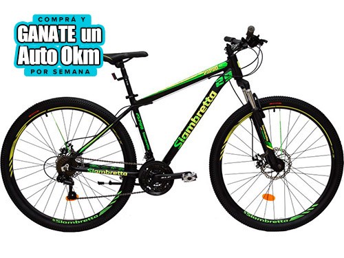 Bicicleta SIAMBRETTA Rodado 29 Mountain Bike Negro/Verde MTB 25 PRO