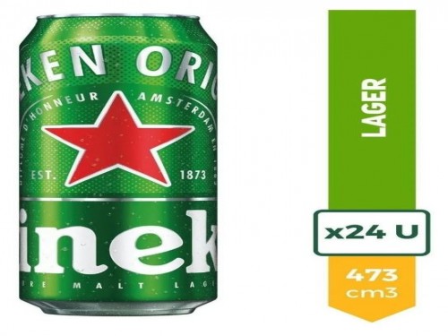 Cerveza Heineken Rubia Lata 473ml Pack X24