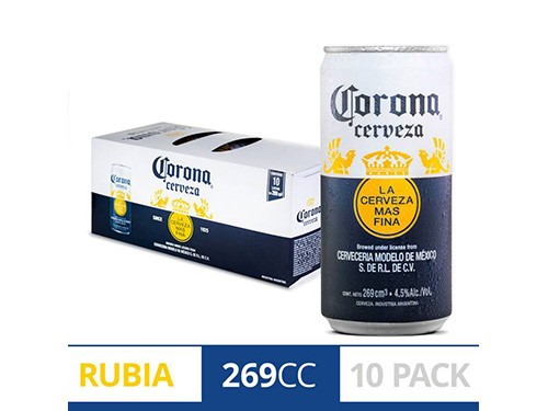 Cerveza Corona Pack x 10 Latas de 269 cc.