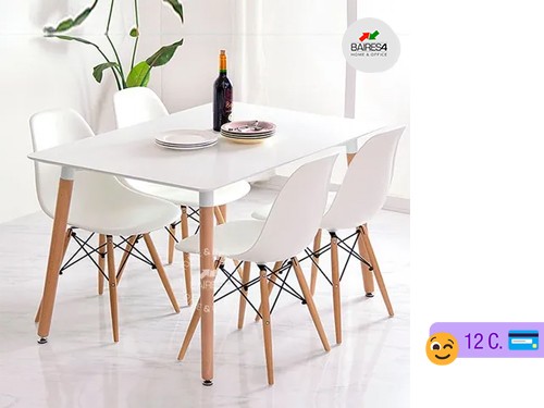 Juego Mesa 120x80 + 4 Sillas Eames 12 CUOTAS | BAIRES4