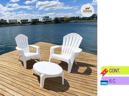 Juego 2 Bancos Miami Apilables + Mesita | BAIRES4
