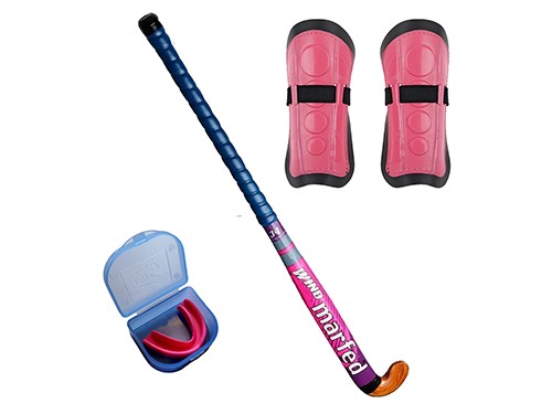 Combo Hockey Palo Marfed + Canilleras + Bucal Inicial Principiante