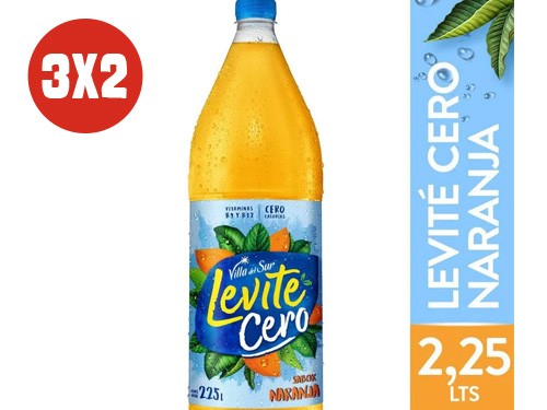 3x2 agua saborizada cero levité naranja 2,25 lts.