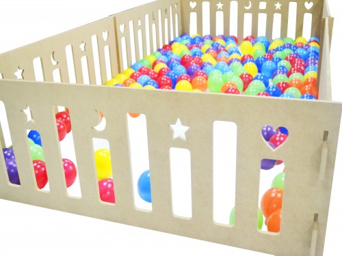 Pelotero Corralito Corral Madera + 200 Pelotas 200x100x33cm