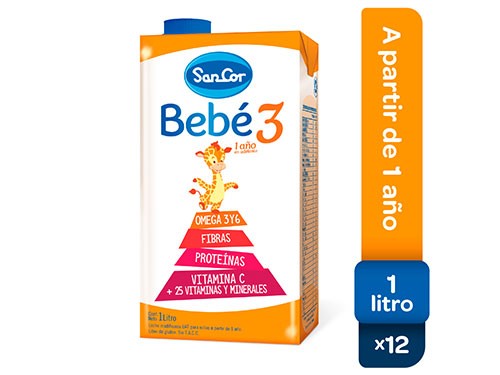 Leche Sancor Bebe 3 Nutricion Completa 1 Lt X 12 Unidades