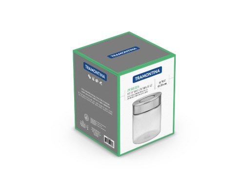 Frasco de Vidrio Tramontina con Tapa Acero Inoxidable 0,7 L