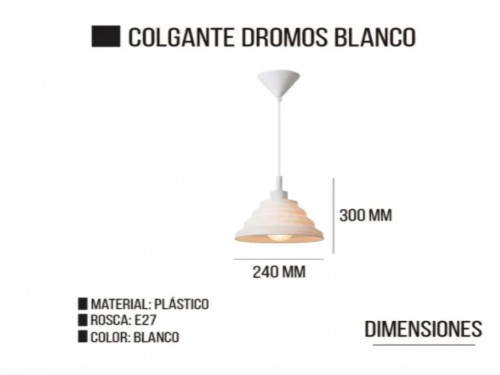 LAMPARA COLGANTE DROMOS PVC BLANCO / ROJO / AZUL 1L E27 ECO
