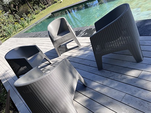 SET 4 SILLONES IBIZA RATTAN GRIS