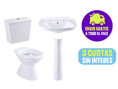Inodoro Deposito Mochila Lavatorio Columna Pie Bacha C Envio