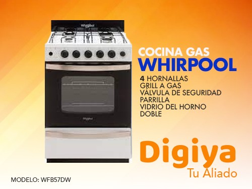 Cocina Whirlpool A Gas Wfb57dw 56cm Blanca Digiya