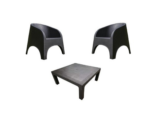 Juego de jardin 2 sillones simil rattan + mesa ratona 70 x 70 alejo
