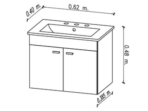 Mueble Para Baño Amube Niza De 62cm De Ancho, 48cm De Alto Y 40cm De P