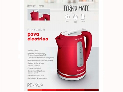 Pava Electrica PE-4909 Termo Mate Roja 1.7L Ultracomb