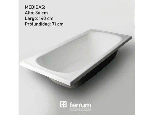 Bañera Ferrum Serena Acrílico 1.40 X 70cm Antideslizante