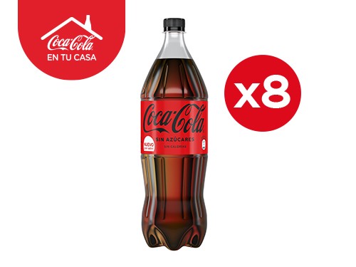 8 Coca-Cola Sin Azúcares 1.75L
