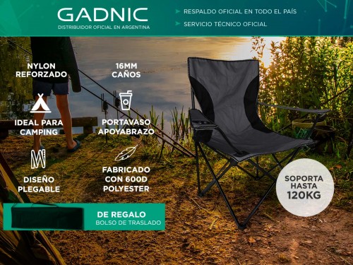 Silla Plegable Gadnic Reforzada Ideal Camping Pesca Con Portavaso