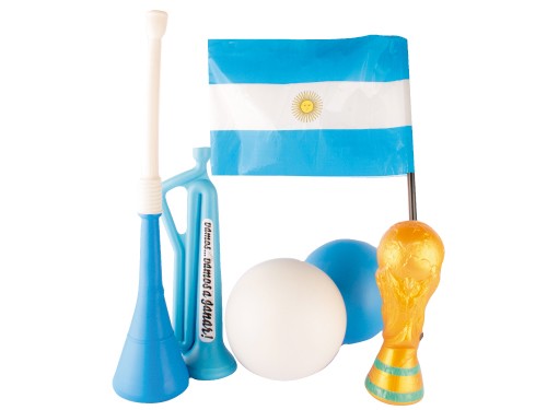 Combo Mundialista Copa + vuvuzela+2 pelotas+bandera+trompetina
