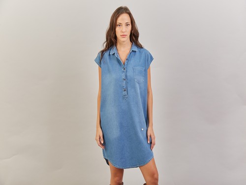Vestido camisero manga corta con elastano La Dolfina