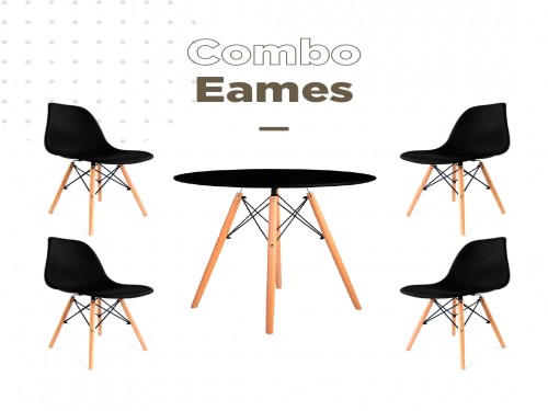Combo Eames: Mesa Nórdica de Comedor + 4 Sillas Eames