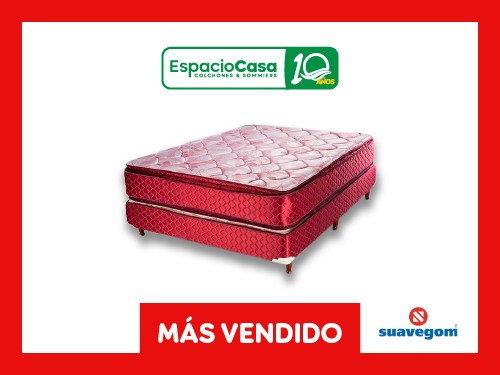 Sommier y Colchón 2 Plazas Suavegom Cardiff Con Pillow Resortes