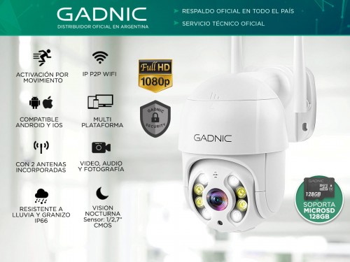 Camara de Seguridad Wifi IP Gadnic DM200W Full HD Motorizada