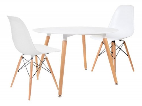 Juego de comedor mesa redonda 90cm + 2 sillas Eames