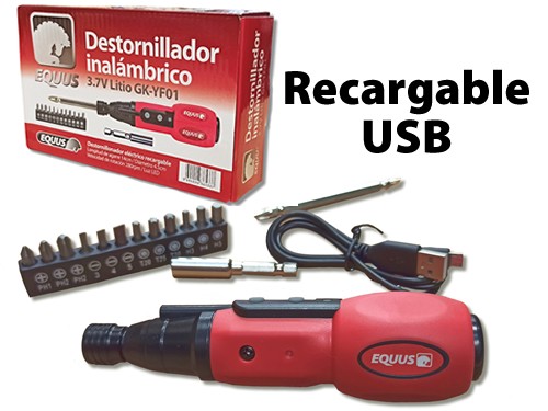 Destornillador Inalámbrico Recargable USB con batería de litio Equus
