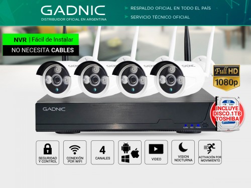 Cámaras de Seguridad x4 + NVR Gadnic SX24 Interior / Exterior IP WiFi 