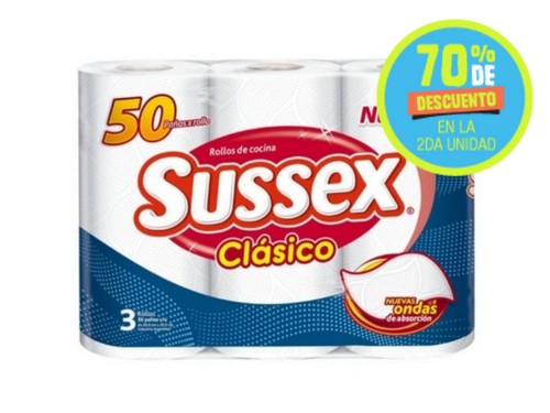 ROLLOS DE COCINA SUSSEX CLASICO 3 X 50 PAÑOS