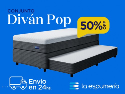 Diván Pop - Sommier y Colchón - 1 plaza (90x190) - Oferta Top