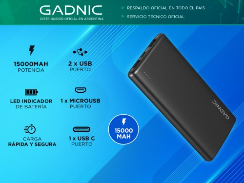 Power Banks Gadnic 15000 mAh Cargador Portable