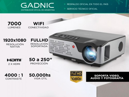Proyector Gadnic Starpro WiFi 7000 Lúmenes HDMI x2 USB VGA