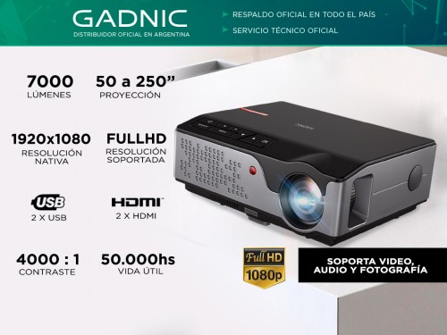 Proyector Gadnic Starpro 7000 Lúmenes HDMI x2 USB VGA