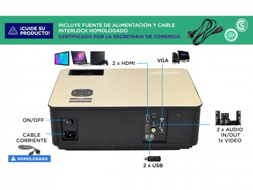 Proyector Gadnic Pro View Gold Edition 5000 Lúmenes Android WiFi Bluet